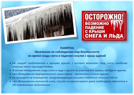 памятка про наледь с крыш